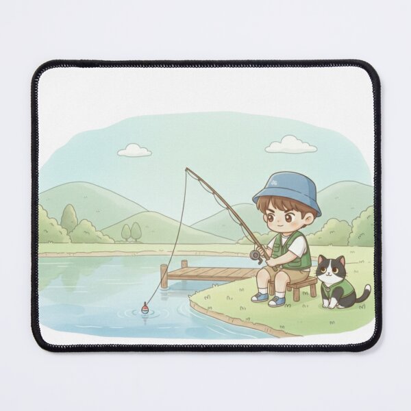 Item preview, Boy and Gentleman Cat Fishing Together designed and sold by Sweet Moments.