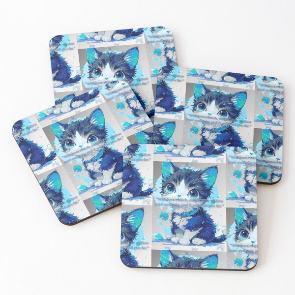 Item preview, Blue kitty Cat motivational quote  designed and sold by kerissfantasyart .