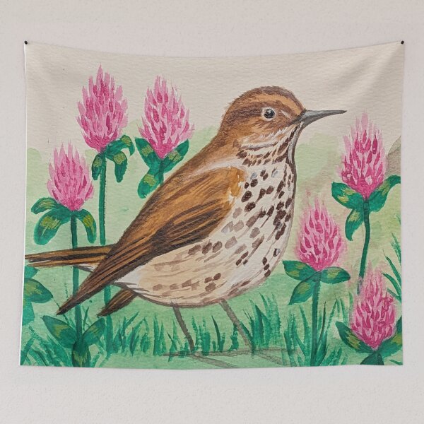 Item preview, Vermont state bird and flower, the hermit thrush and red clover designed and sold by Matt Starr Fine Art .