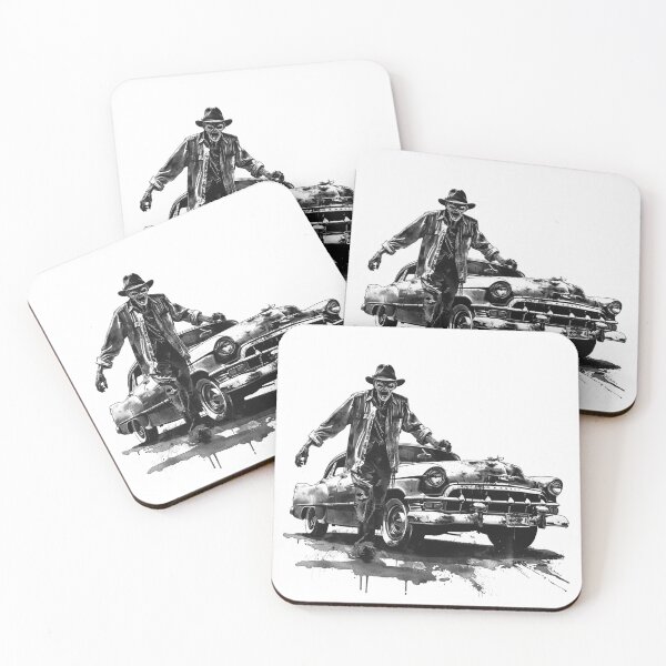 Item preview, Zombie Cowboy with Classic Car | Vintage Horror Western Illustration designed and sold by inkoutninja.