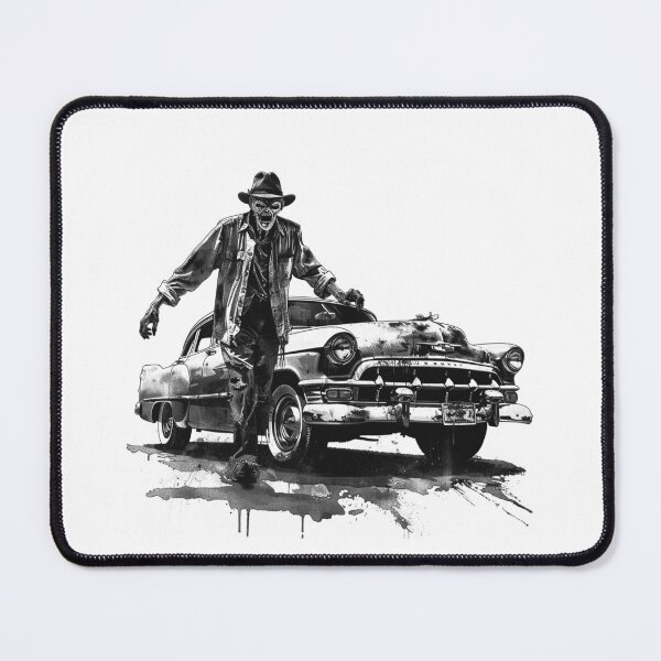 Item preview, Zombie Cowboy with Classic Car | Vintage Horror Western Illustration designed and sold by inkoutninja.