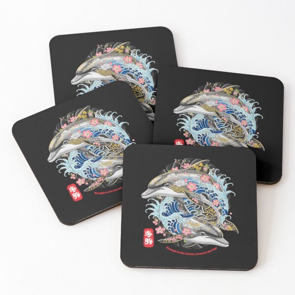 Item preview, Midnight Kuroshio - Japanese Irezumi Dolphin & Golden Wave designed and sold by HexOne.