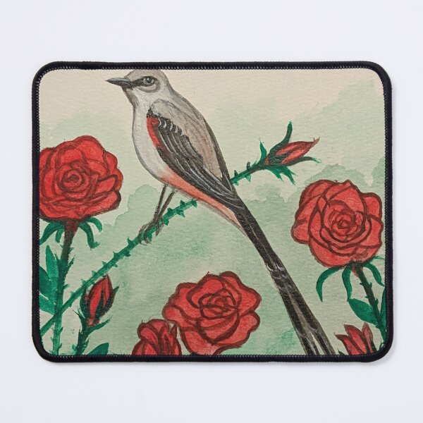 Item preview, Oklahoma state bird and flower, the scissor-tailed flycatcher and rose  designed and sold by Matt Starr Fine Art .