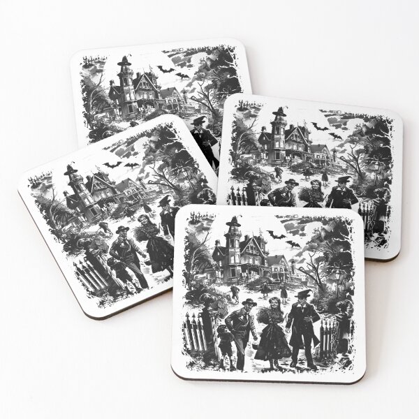 Item preview, Haunted Victorian Mansion Scene | Gothic Halloween Vintage Illustration designed and sold by inkoutninja.