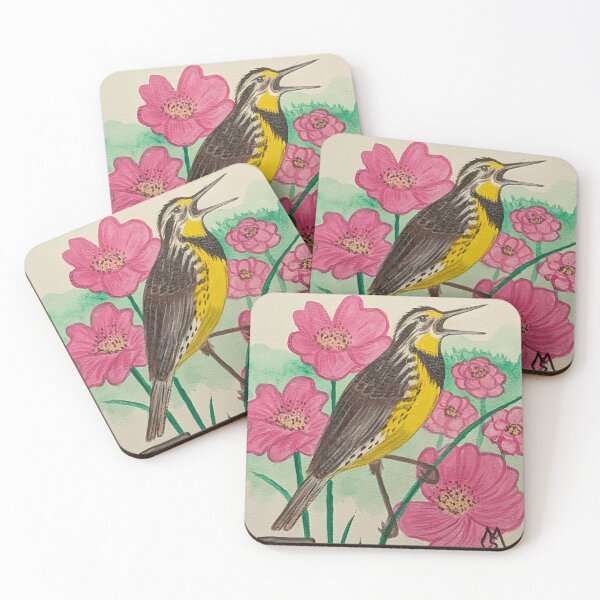 Item preview, North Dakota state bird and flower, the meadowlark and wild prairie rose designed and sold by Matt Starr Fine Art .
