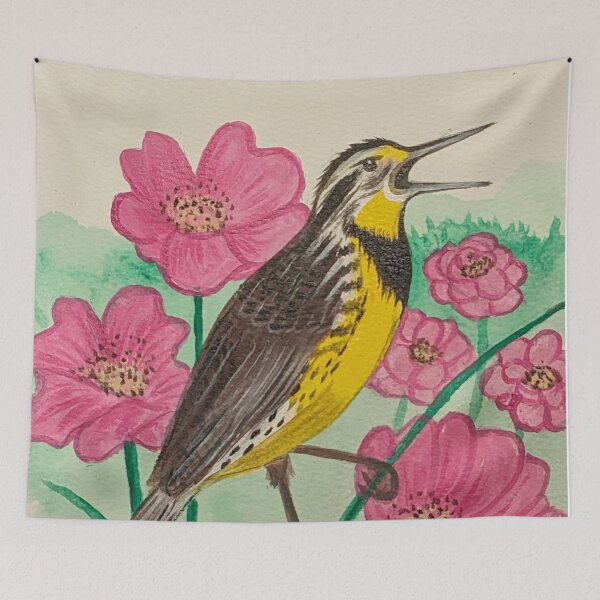 Item preview, North Dakota state bird and flower, the meadowlark and wild prairie rose designed and sold by Matt Starr Fine Art .