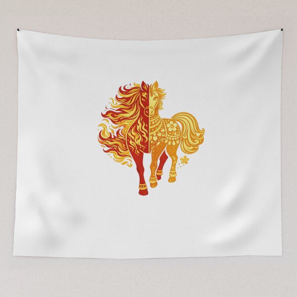 Item preview, Serene Yin Yang Fire Horse Lunar New Year Artwork designed and sold by Vendeloc.