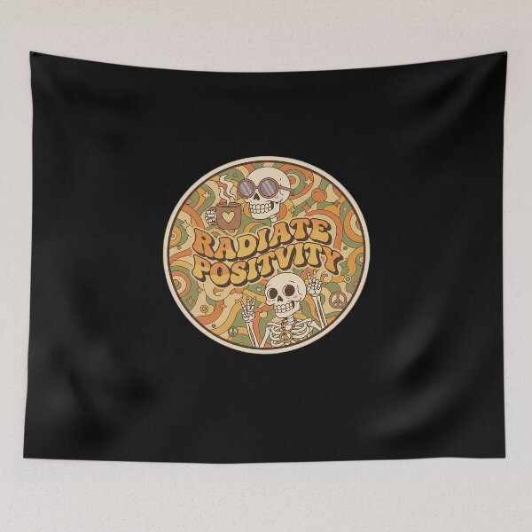 Item preview, Groovy Retro Skeleton Radiate Positivity Psychedelic 70s Aesthetic Art designed and sold by MyProfessionaltees.
