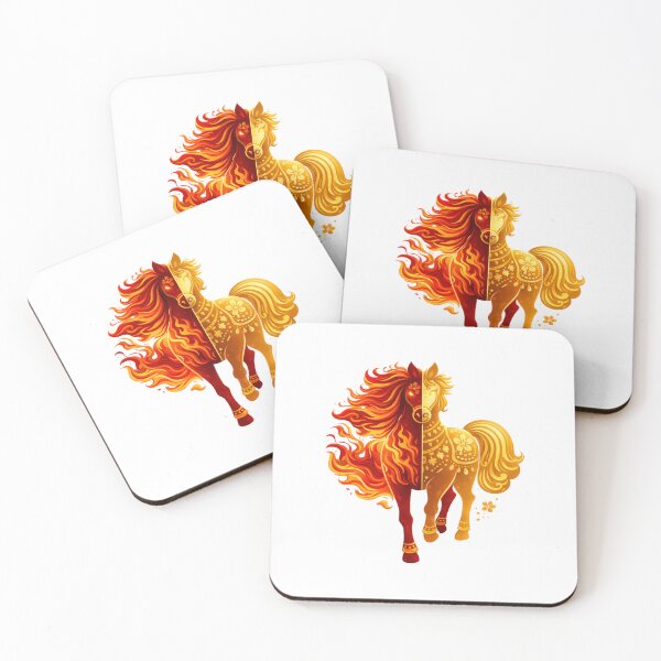 Item preview, Dual Flame Horse Yin Yang Fire and Gold Lunar New Year Art designed and sold by Vendeloc.