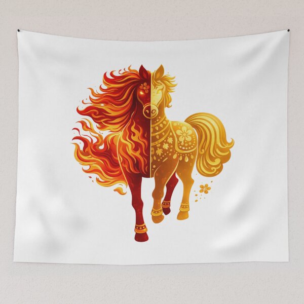 Item preview, Dual Flame Horse Yin Yang Fire and Gold Lunar New Year Art designed and sold by Vendeloc.