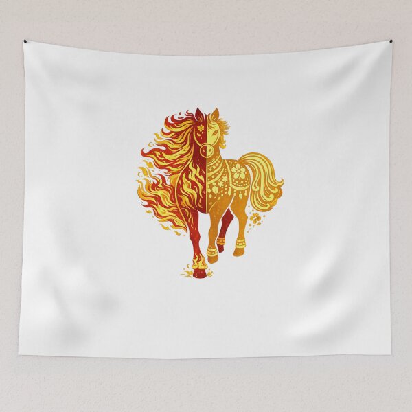 Item preview, Yin Yang Fire Horse Lunar New Year Balance Illustration designed and sold by Vendeloc.