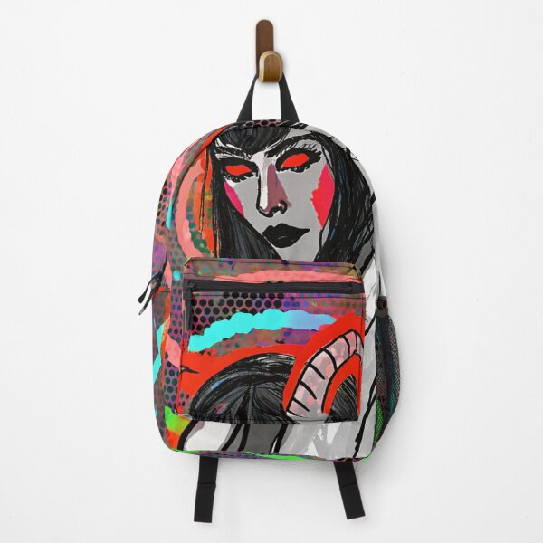 Item preview, Horned Mystic Priestess Psychedelic Portrait designed and sold by sanasoniro.