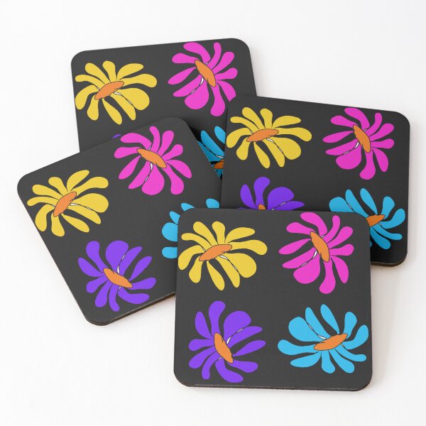 Item preview, Playful Pop Flowers on Black | Bold Modern Floral Art designed and sold by MysticPurpleHue.
