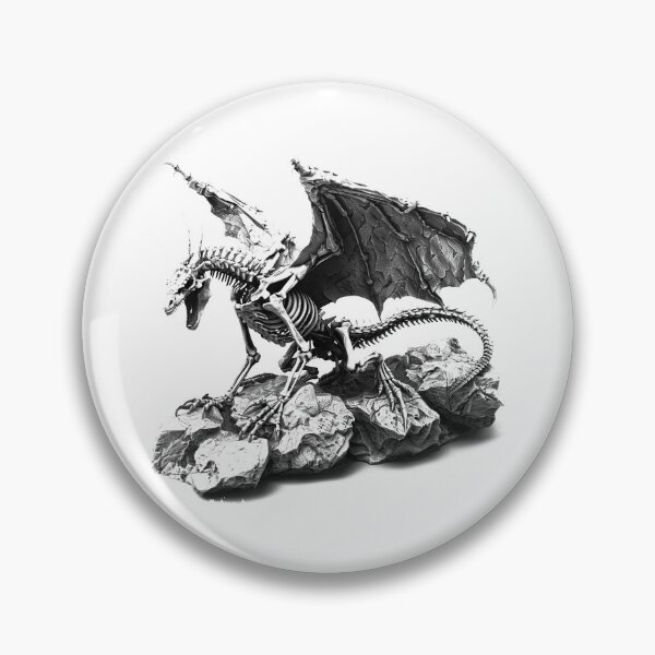 Artikelvorschau, Skelettdrache auf Felsen | Düstere Fantasy-Gothic-Kreaturenkunst entworfen und verkauft von inkoutninja.