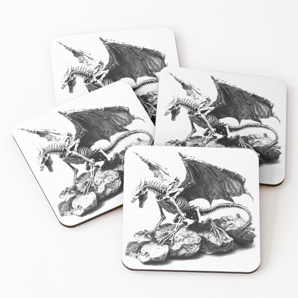 Item preview, Skeleton Dragon on Rocks | Dark Fantasy Gothic Creature Art designed and sold by inkoutninja.