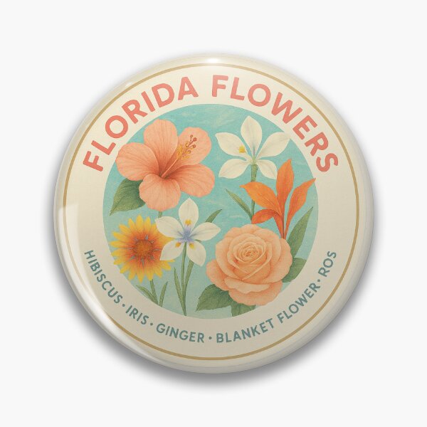 Item preview, Florida Flowers – Coral Badge Sticker designed and sold by SachaMuru.