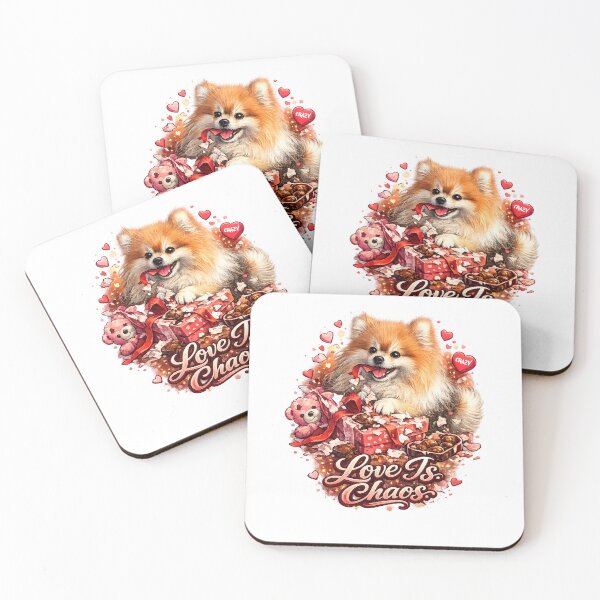Item preview, Love Is Chaos – Naughty Pomeranian Destroying Valentine Gift | Funny Dog Valentine Art designed and sold by StrayaDesign.