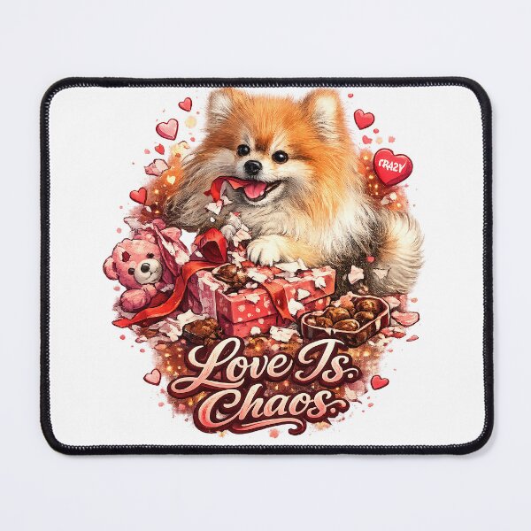 Item preview, Love Is Chaos – Naughty Pomeranian Destroying Valentine Gift | Funny Dog Valentine Art designed and sold by StrayaDesign.