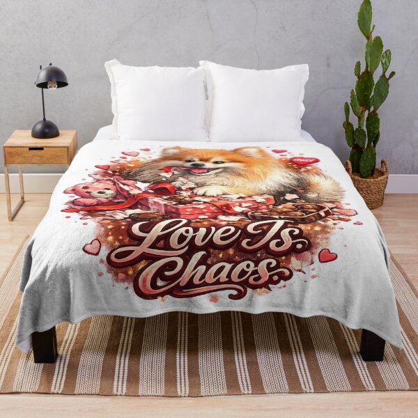 Item preview, Love Is Chaos – Naughty Pomeranian Destroying Valentine Gift | Funny Dog Valentine Art designed and sold by StrayaDesign.