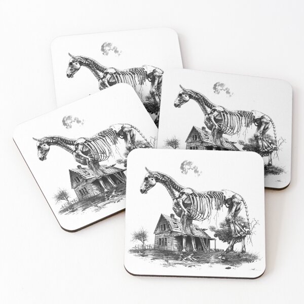 Item preview, Skeleton Horse and Haunted House | Dark Surreal Gothic Horror Art designed and sold by inkoutninja.
