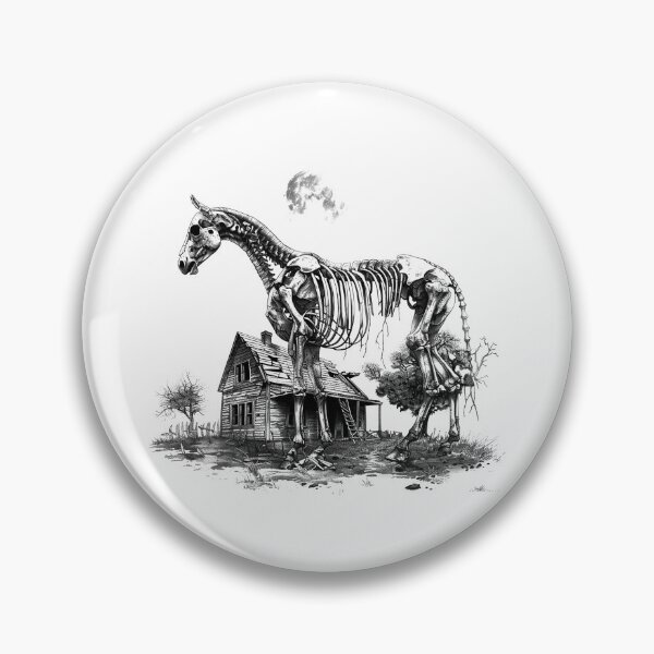 Item preview, Skeleton Horse and Haunted House | Dark Surreal Gothic Horror Art designed and sold by inkoutninja.