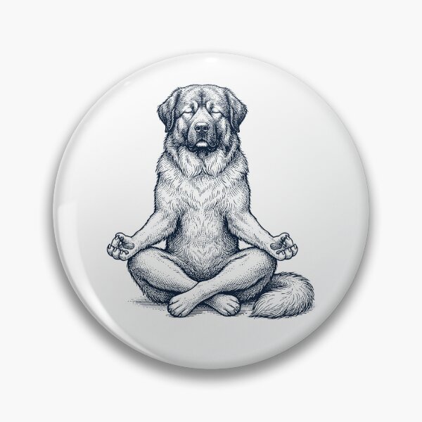 Item preview, Vintage Caucasian Shepherd Dog Yoga Lotus Meditation Dog Lover designed and sold by DoodleTortle.