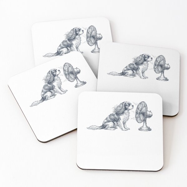 Item preview, Vintage Cavalier King Charles Spaniel With Fan Dog Mom Dad designed and sold by DoodleTortle.