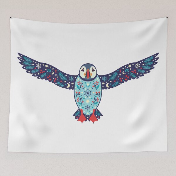 Item preview, Night Sky Puffin – Scandinavian Folk Art by heidiannemorris © designed and sold by FOLK ART FUSION by heidiannemorris.