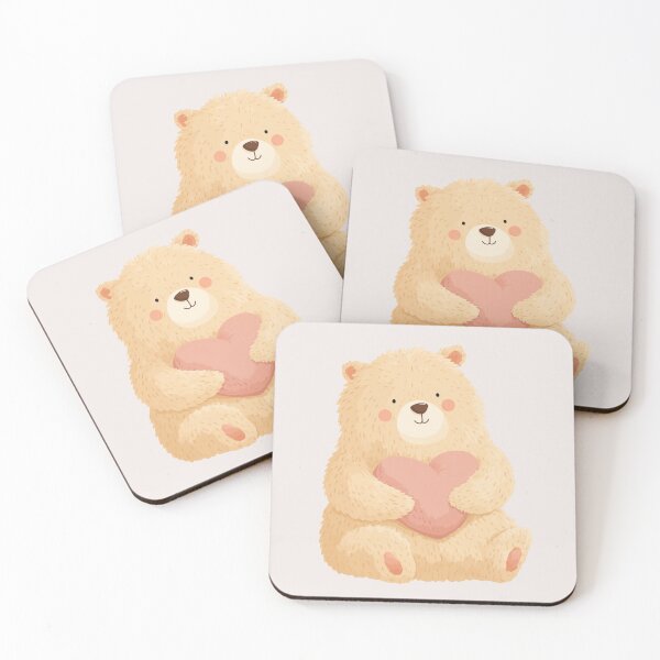 Item preview, Cute and Chubby Beige Teddybear Holding a Pink Heart Plushie designed and sold by Violet Peonies.