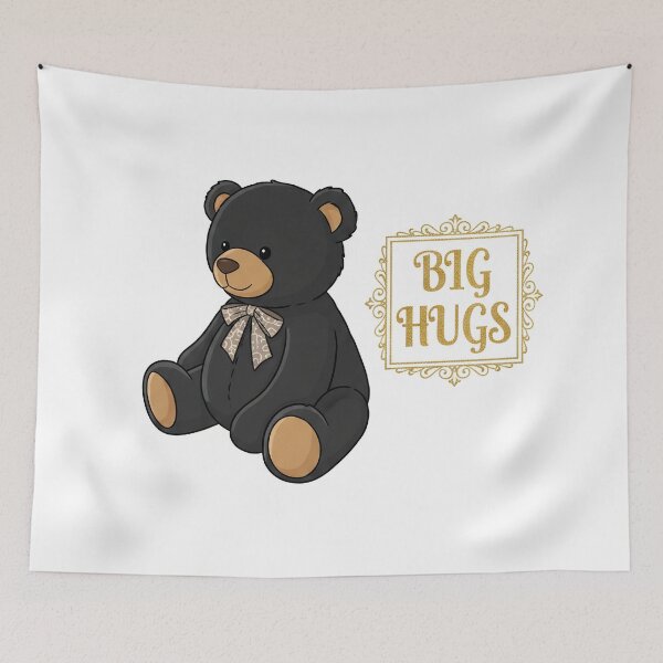 Item preview, Big Hugs Cute Black Teddy Bear designed and sold by GoldZodiacVibe.