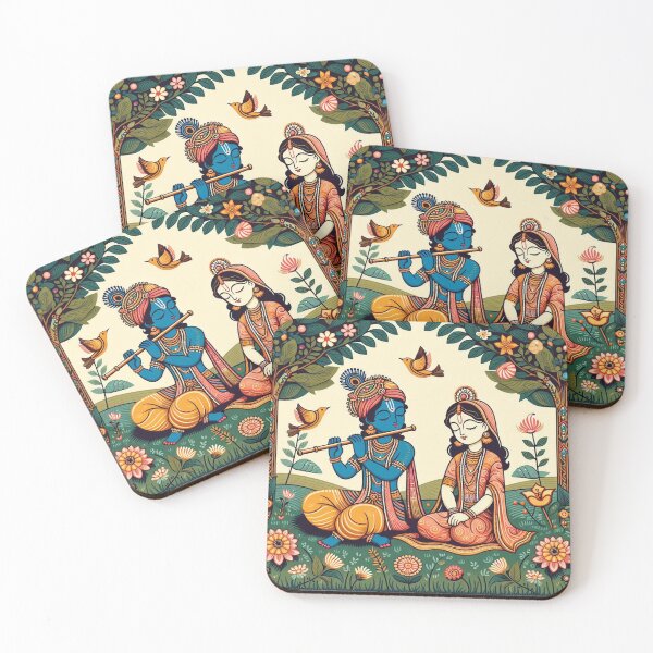 Item preview, Krishna and Radha in a garden manga animation style designed and sold by ZOXOFO.