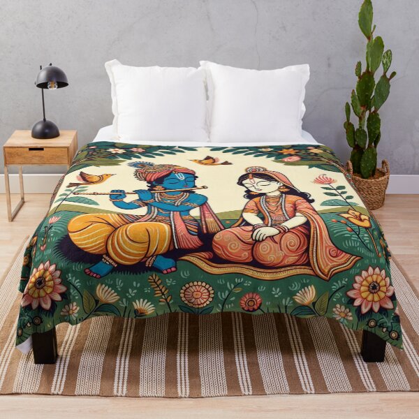 Item preview, Krishna and Radha in a garden manga animation style designed and sold by ZOXOFO.