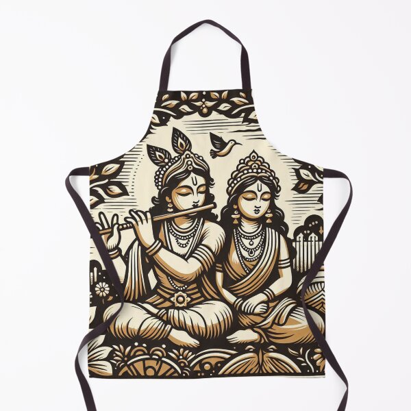 Item preview, Krishna and Radha in a garden woodcut style designed and sold by ZOXOFO.