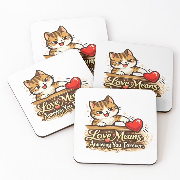 Item preview, Love Means Annoying You Forever – Cute Cat Heart Illustration designed and sold by StrayaDesign.