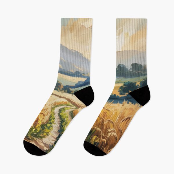 Item preview, French Countryside Pathway Painting – Golden Fields Landscape Art designed and sold by CARRAANN.