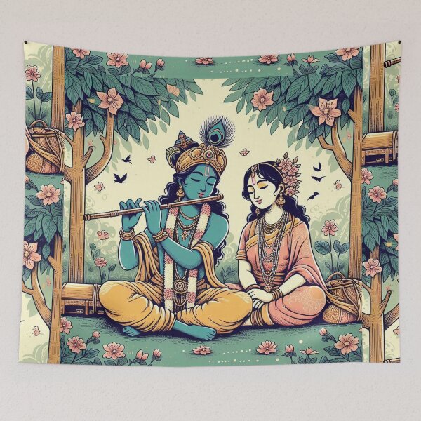 Item preview, Krishna and Radha in garden designed and sold by ZOXOFO.