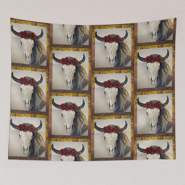Item preview, Skull and Roses with Yellow Flowers  designed and sold by oh-bi-me.