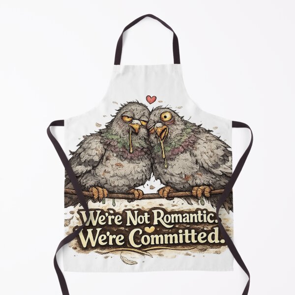 Item preview, We’re Not Romantic. We’re Committed – Funny Pigeon Couple Illustration designed and sold by StrayaDesign.