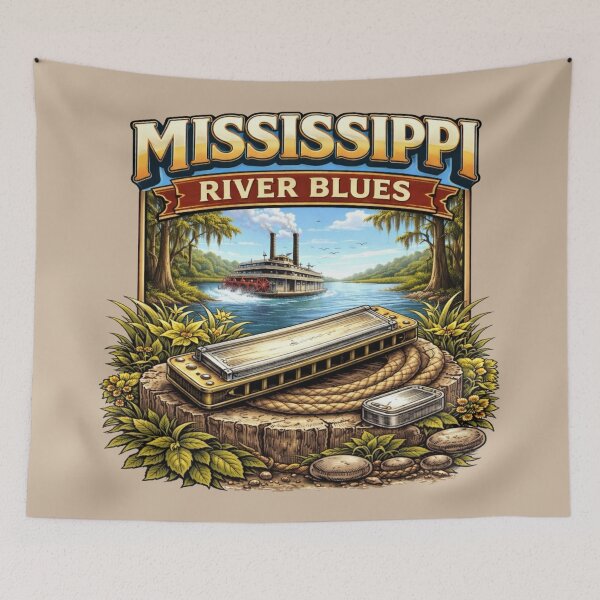 Item preview, Mississippi River Blues, Harmonica designed and sold by Myra365Art.