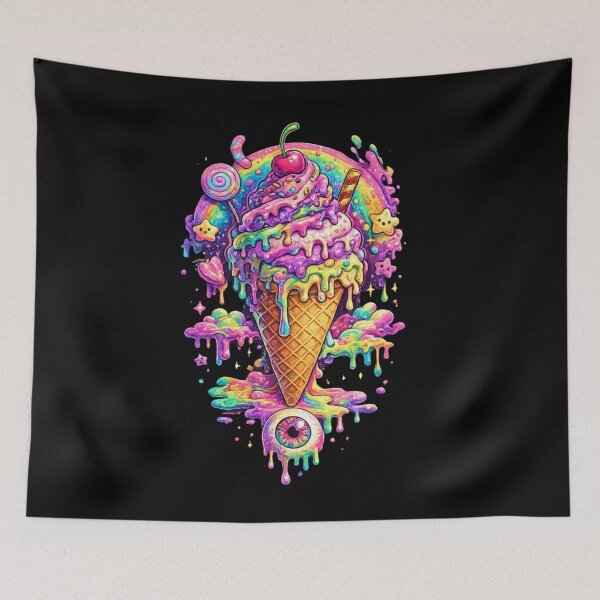 Item preview, Psychedelic Melting Ice Cream Dream – Trippy Rainbow Dessert Art designed and sold by MeghannsMinimalMeals.