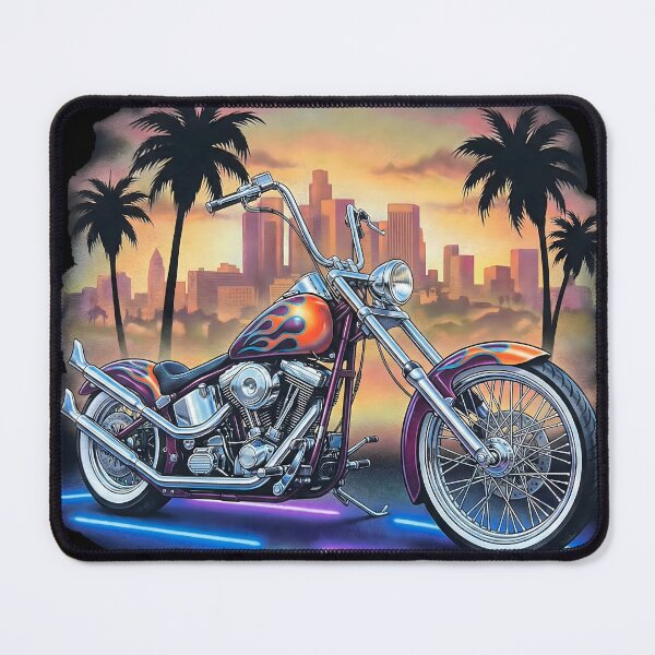 Item preview, Retro Chopper Cityscape with Neon Glow designed and sold by Clay Artista.