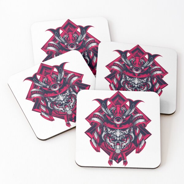Item preview, Red Samurai Oni Mask – Geometric Warrior Art designed and sold by designRshop999.