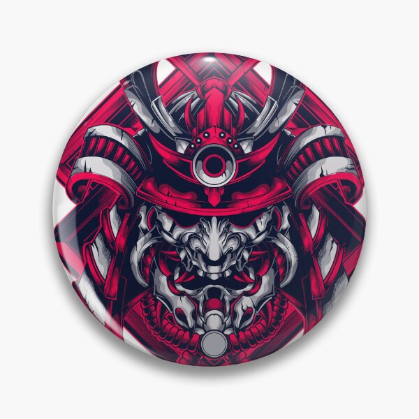 Artikelvorschau, Rote Samurai-Oni-Maske – Geometrische Kriegerkunst entworfen und verkauft von designRshop999.