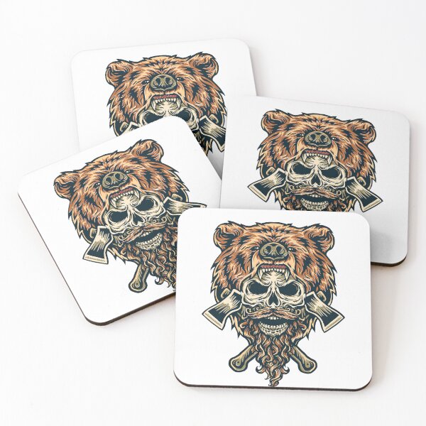 Item preview, Viking Berserker Skull – Bear Headdress & Crossed Axes designed and sold by designRshop999.
