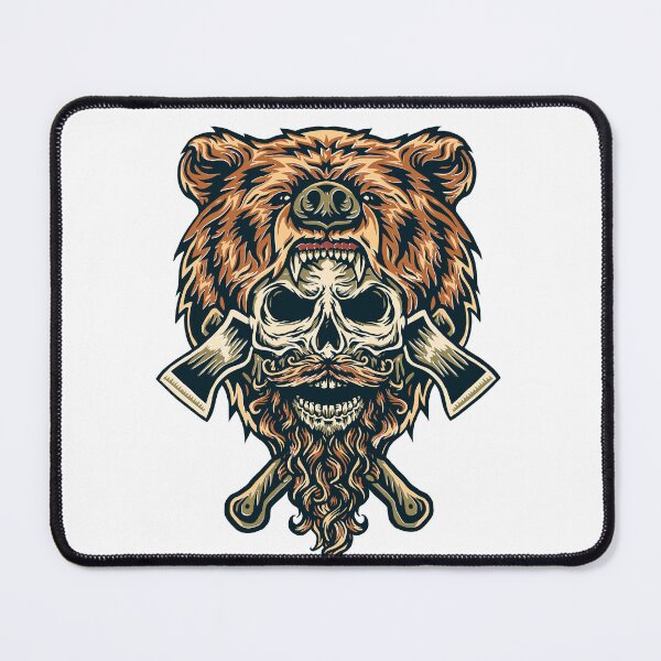 Item preview, Viking Berserker Skull – Bear Headdress & Crossed Axes designed and sold by designRshop999.