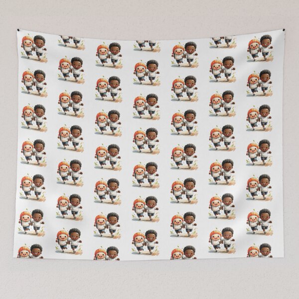 Item preview, Cute cartoon illustration of two sushi characters running together designed and sold by mcraft studio.