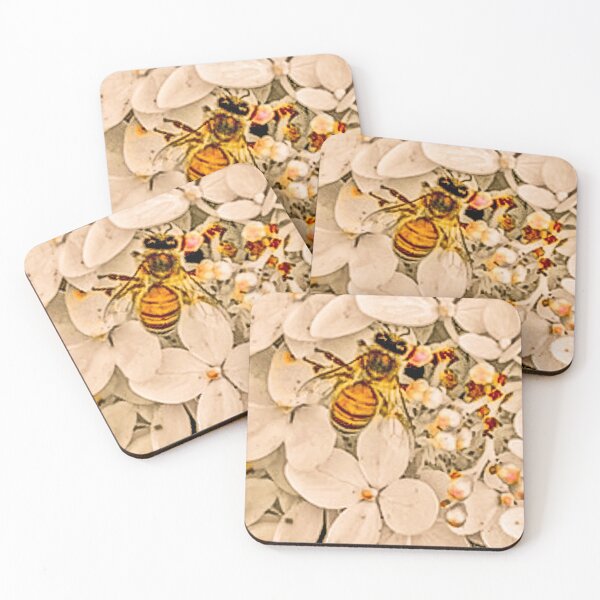 Item preview, Honeybee Pollinator on White Flowers – Bee Nature Photography designed and sold by aadventures.