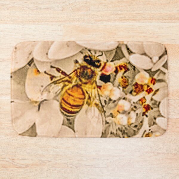 Item preview, Honeybee Pollinator on White Flowers – Bee Nature Photography designed and sold by aadventures.