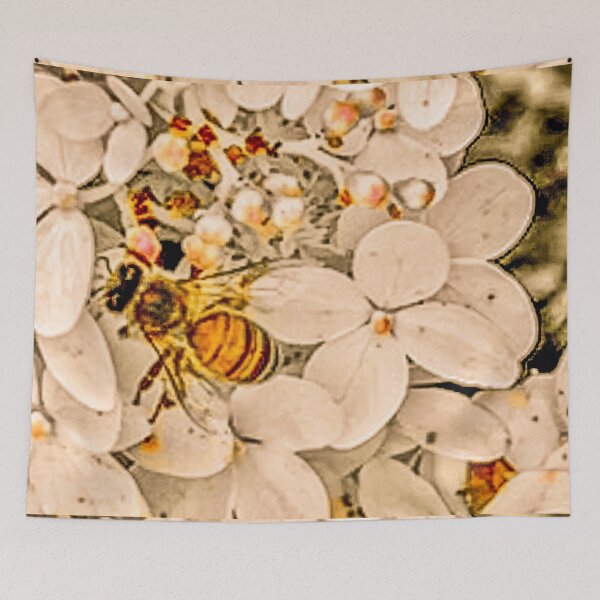 Item preview, Honeybee Pollinator on White Flowers – Bee Nature Photography designed and sold by aadventures.