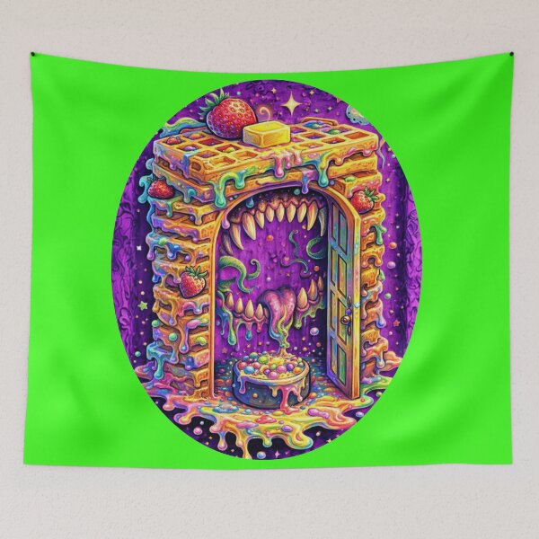 Item preview, Psychedelic Waffle Portal – Surreal Trippy Breakfast Dimension Art designed and sold by MeghannsMinimalMeals.